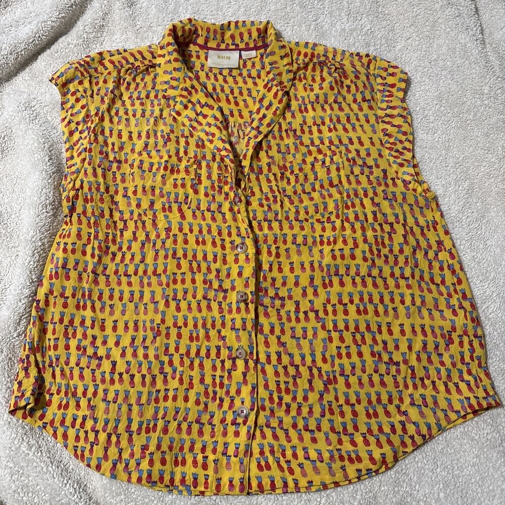 Maeve By Anthropologie L Tropical Print Blouse, Boho, Peasant, Beach, EUC